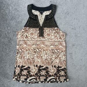 Lucky Brand Shirt Womens Small Boho Embellished Studded Sleeveless Tank Top